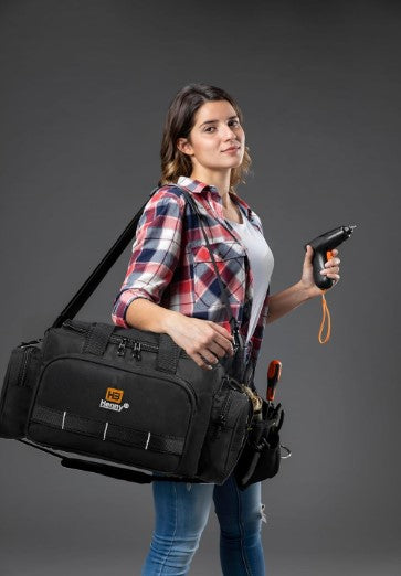 HENNY BAGS Tool Bag Premium Heavy Duty Urban CORD Professional Electrician Technician Industrial Multipurpose Storage Tool Bag 18' inch with Adjustable Strap.