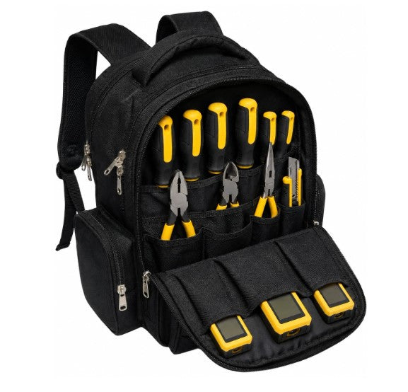 HENNY BAGS Tool Bag Backpack 50 Pockets Premium Heavy Duty Urban CORD Professional Electrician Technician Industrial Multipurpose Storage BACKPACK