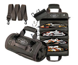 HennyBags Tool Organizer Bag, Heavy-Duty Waxed Oxford Tool roll up bag, Tool bag roll, Tool roll bag, Tool roll organizer, Rust-Proof YKK Zippers & Secure Buckle. For Mechanic & Electricians. (Gray)