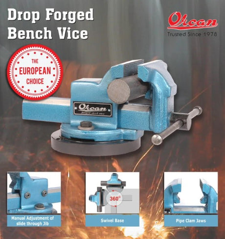 Orcan drop forged bench vice.