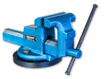 Blue heavy duty bench vice.