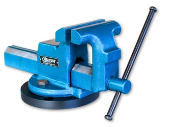 Blue heavy duty bench vice.