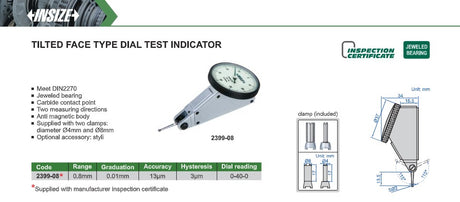 Insize tilted dial test indicator