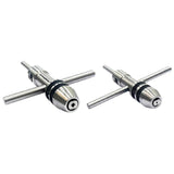 Two metal hand tap wrenches