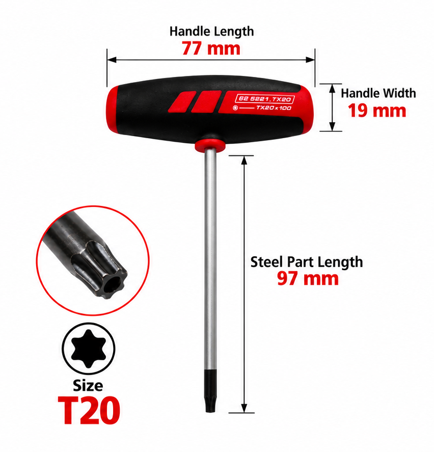 T20 Torx Handle Screwdriver Dimensions
