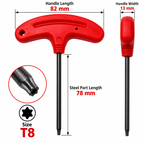 Red T Handle Torx Key Wrench