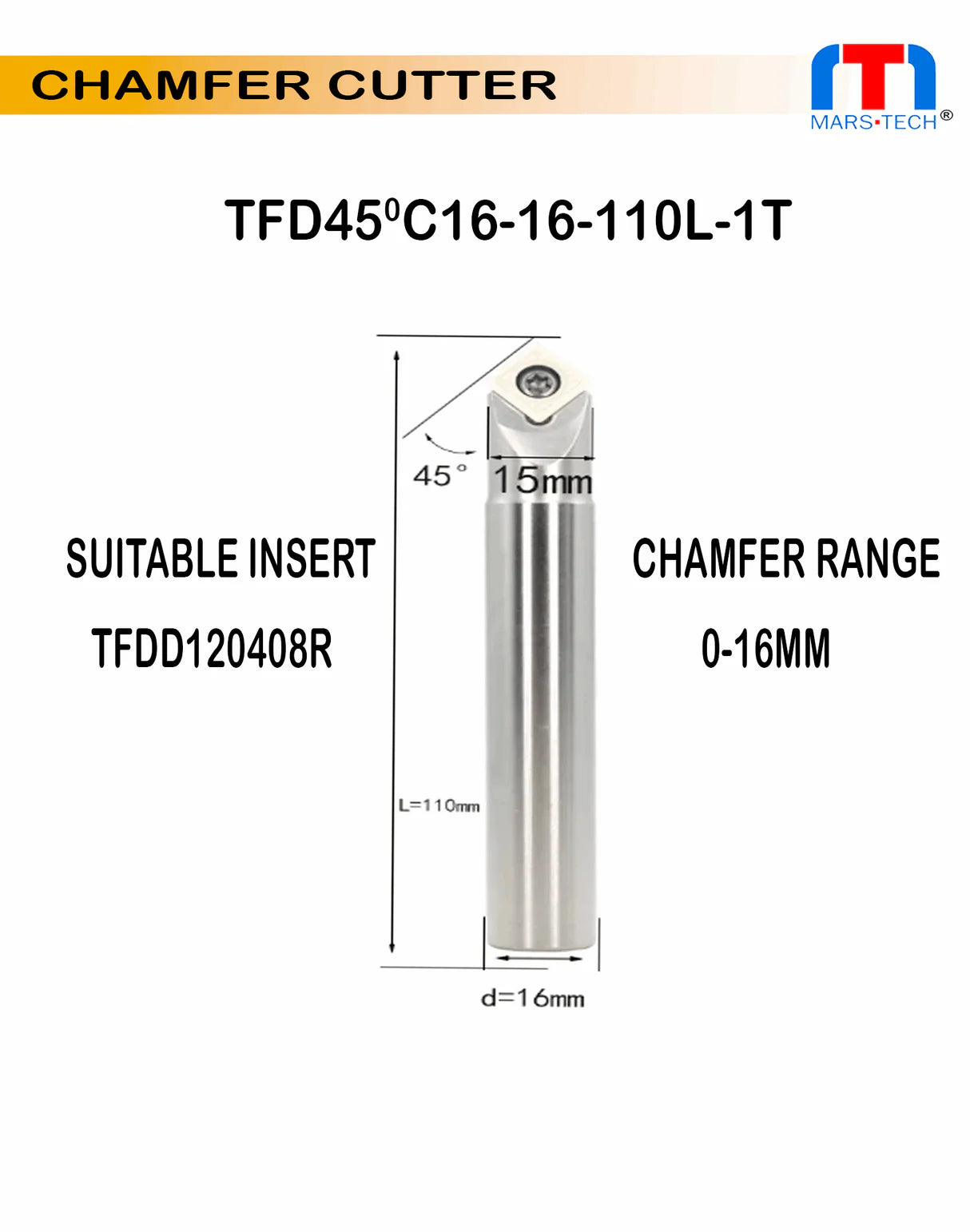 Chamfer cutter with dimensions and specifications