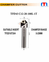 Chamfer cutter with dimensions and specifications