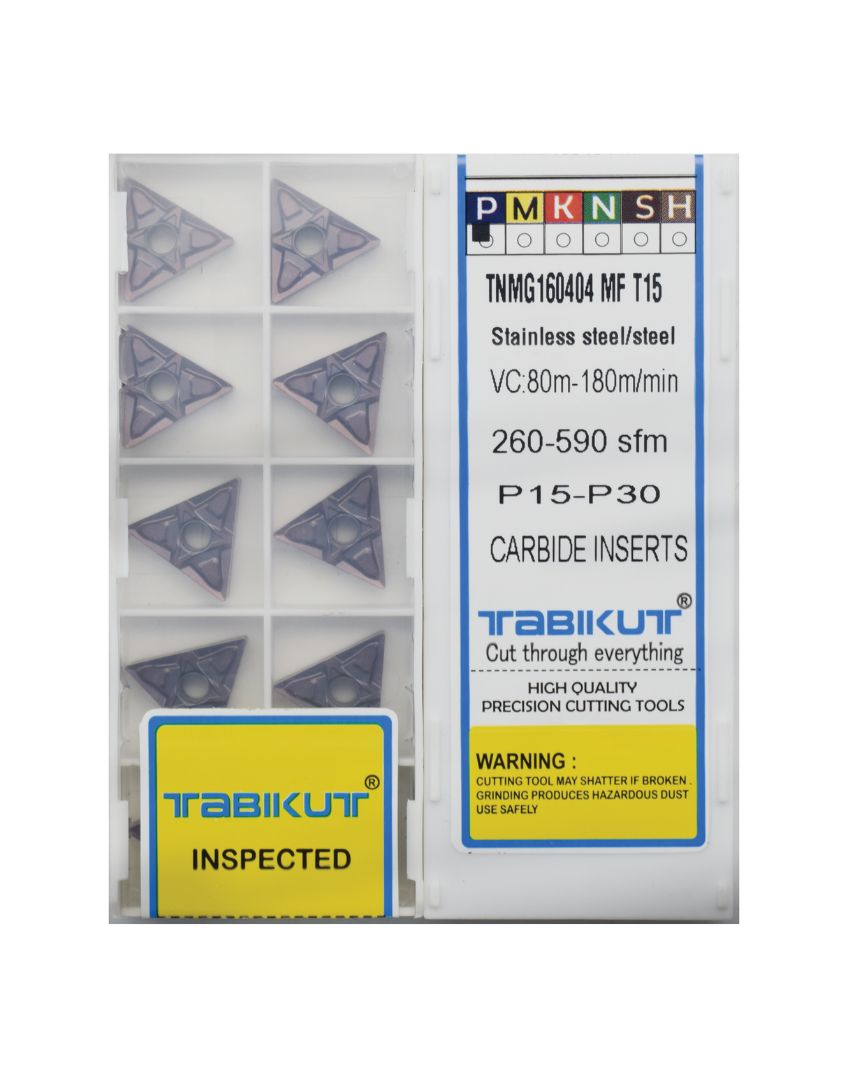TNMG160404/08/12 MF T15 TABIKUT Carbide Insert For Steel Black Pack Of 10