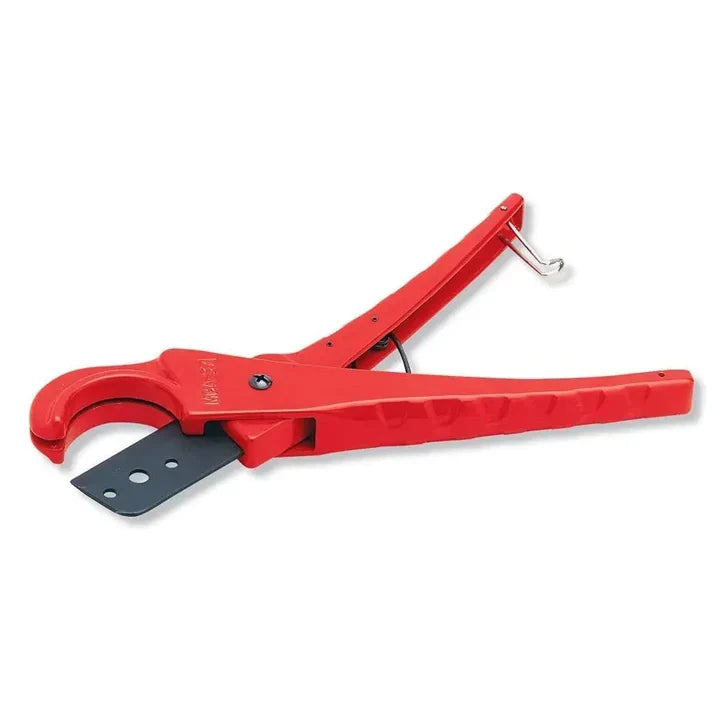 Red PVC plastic pipe cutter tool