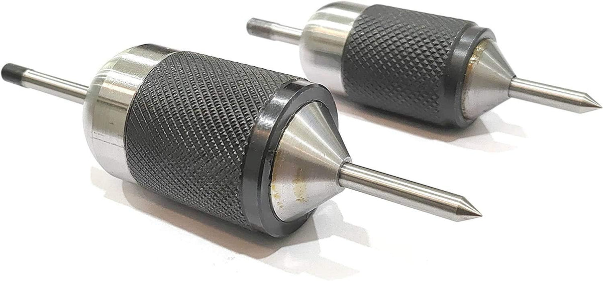 Set of two universal transfer center punches with knurled grip sleeves