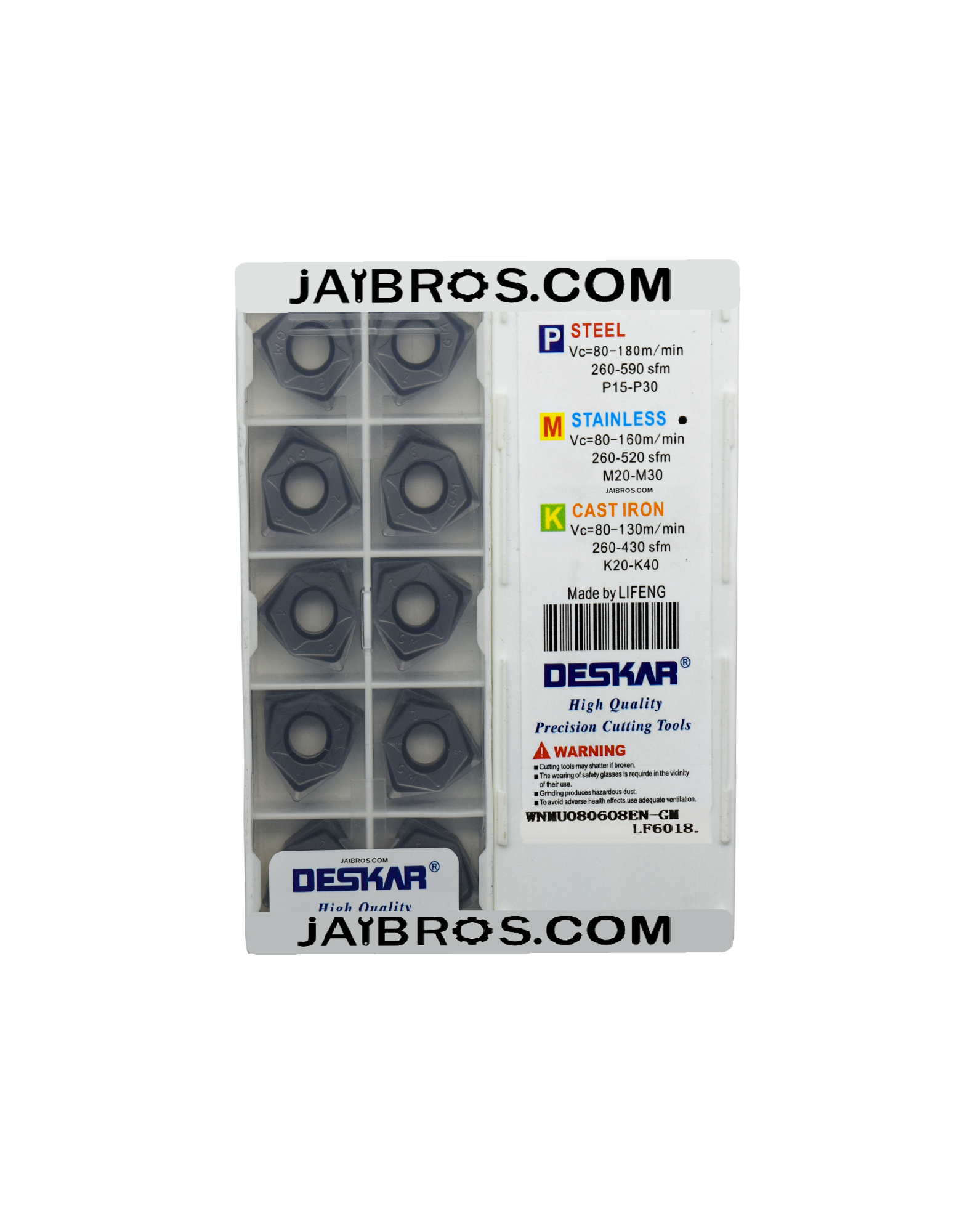 Deskar Insert Fraisage WNMU080608EN-GM - 10 Pièces Acier Inoxydable