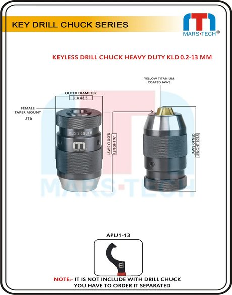 Mars Tech heavy duty keyless drill chuck