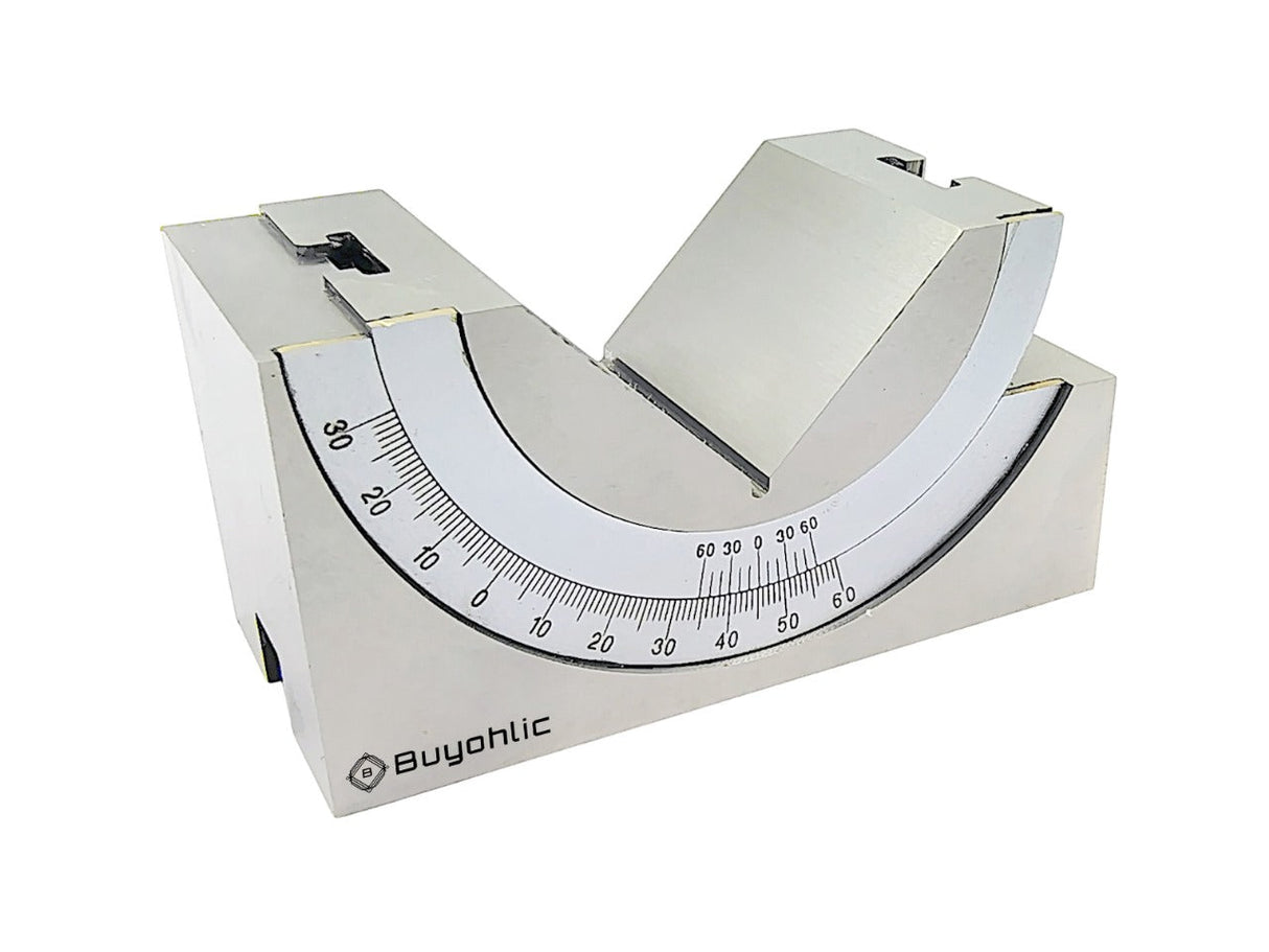 Buyohlic's Adjustable Angle Block - 95 x 45 x 48 MM Multifunctional V Block Milling 0-60° for Milling Machine Planer