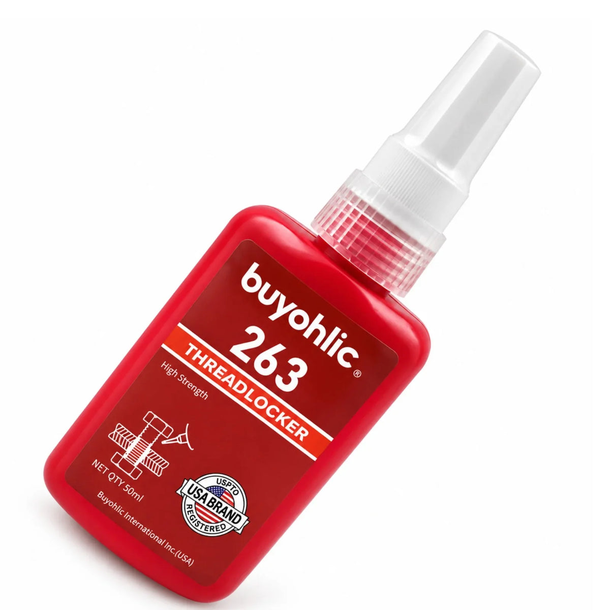 Thread Locker Red 263 -50ml Removable Thread Lock Glue for Nuts, Bolts, & Fasteners, High Strength Screw Glue to Prevent Loosening & Corrosion