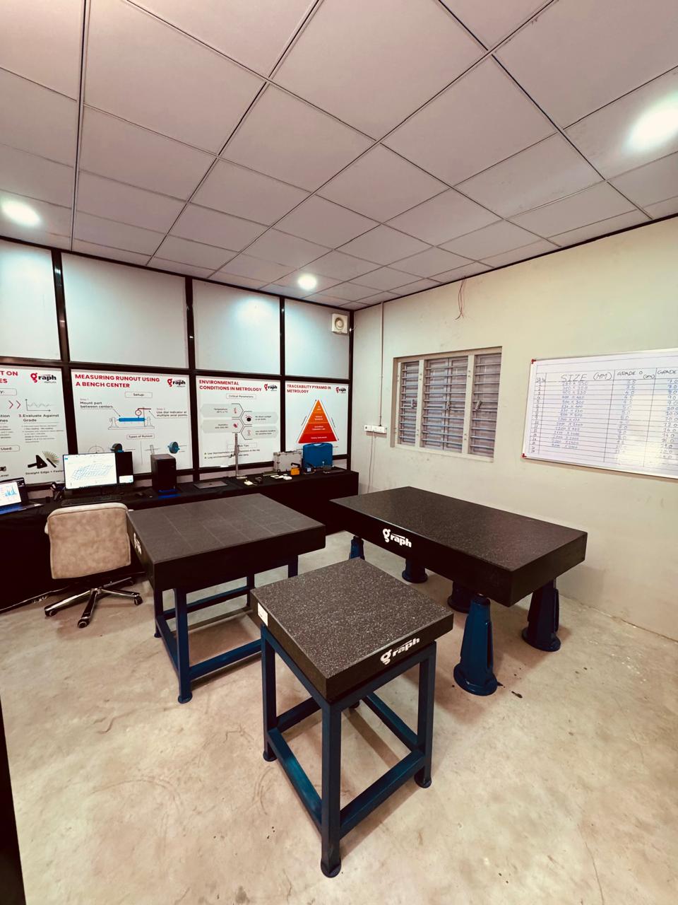 Graph granite surface plate stand setup