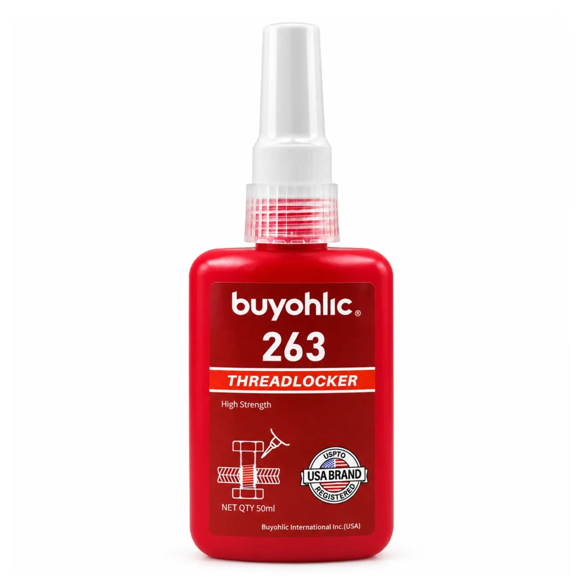 Thread Locker Red 263 -50ml Removable Thread Lock Glue for Nuts, Bolts, & Fasteners, High Strength Screw Glue to Prevent Loosening & Corrosion