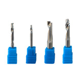 Four drill bits with blue handles