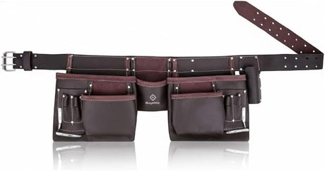 Brown leather carpenter tool belt
