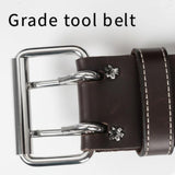 Leather Tool Belt Pouch Bag, 12-Pocket Extra Large Carpenter Tool Belt for Construction, Framers & Handyman, Fits 28″–40″ Waist