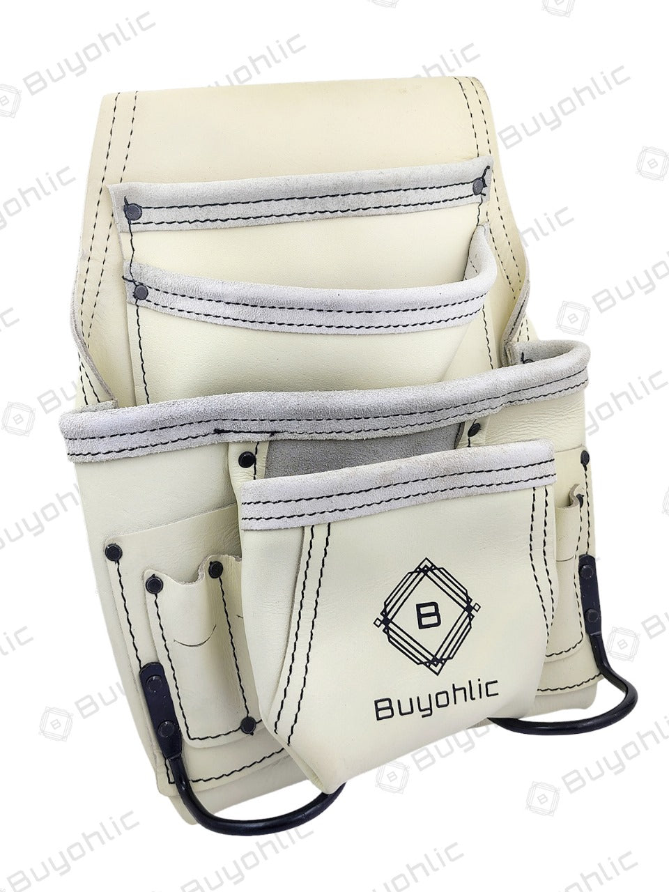 Heavy-Duty Leather Nail & Tool Bag – 10 Pocket Top Grain Construction Pouch