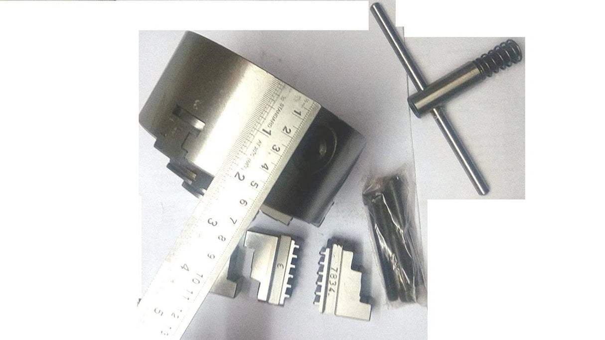 Lathe chuck measured with ruler