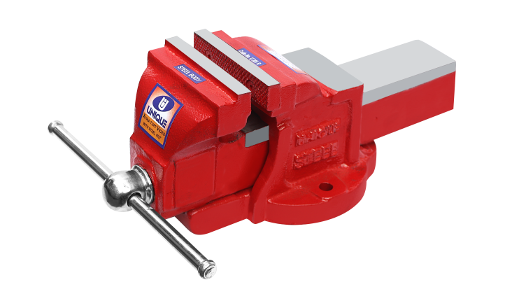 Red steel body bench vise