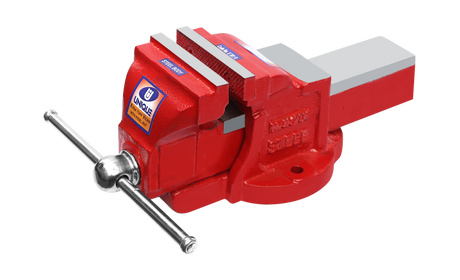 Red steel body bench vise