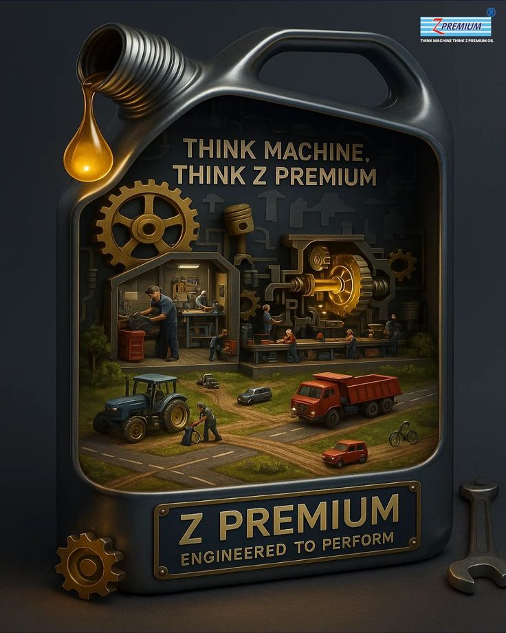 Z Premium oil container with a detailed