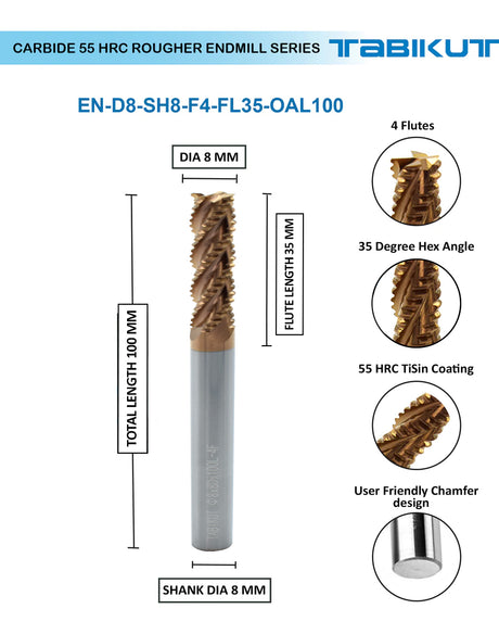 8 mm rougher cutter 60 mm length pack of 1	