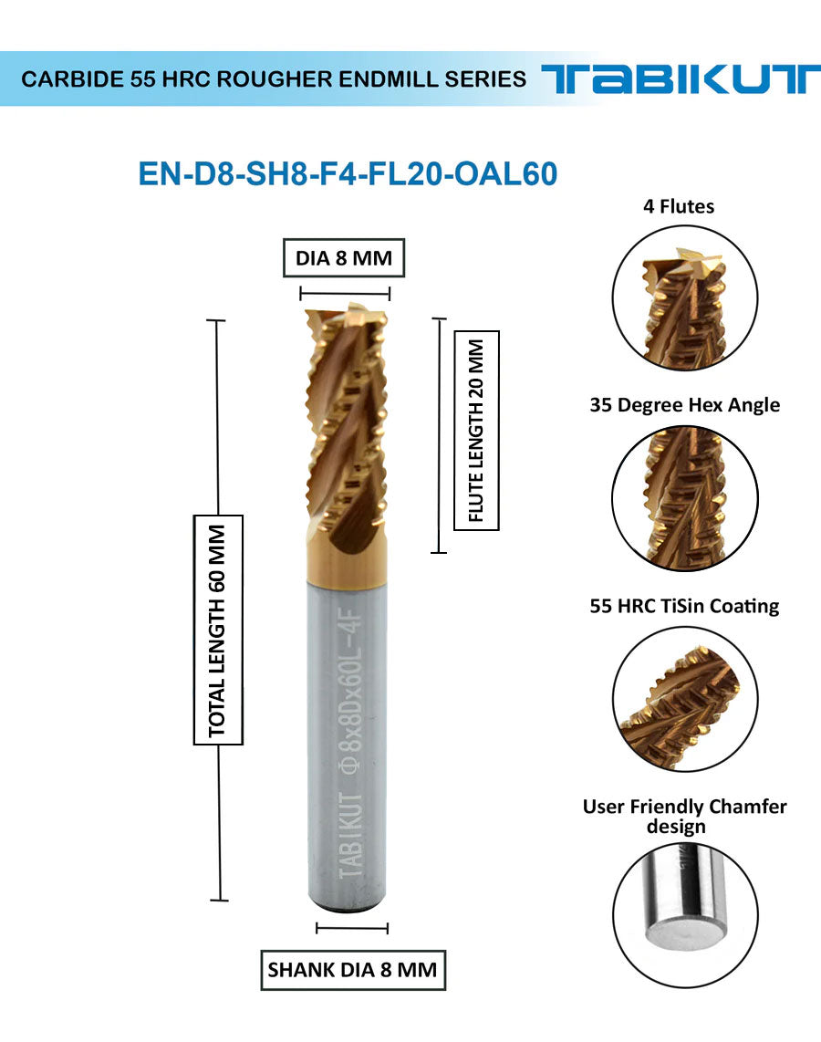 8 mm rougher cutter 100 mm length pack of 1	