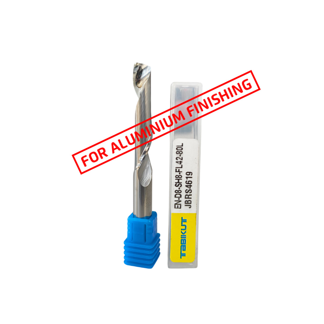 CNC milling tool with blue base and yellow label