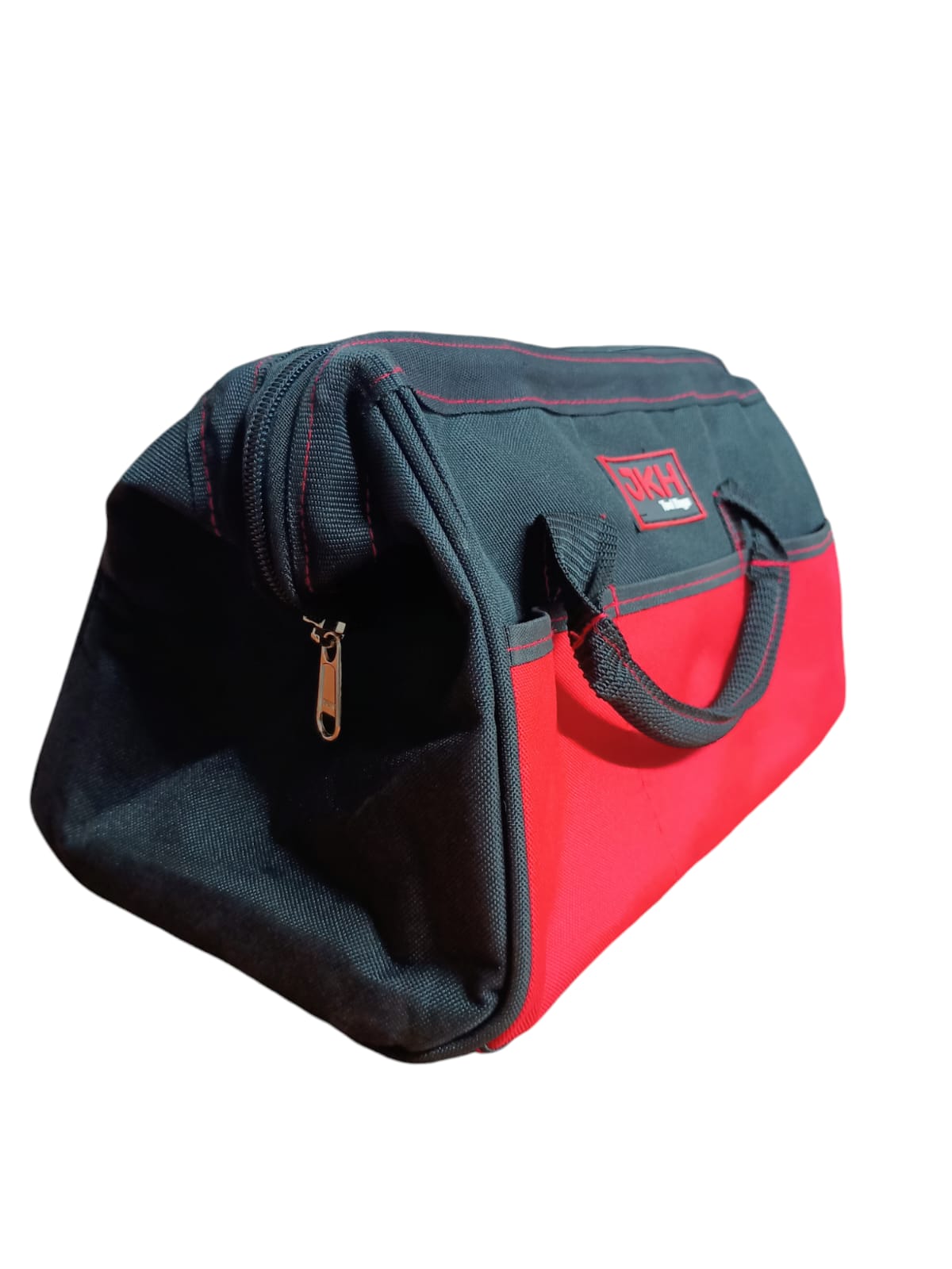 Red and black tool bag with a visible brand logo 