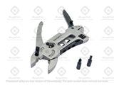 stainless steel multitool wrench and pliers with screwdriver bits