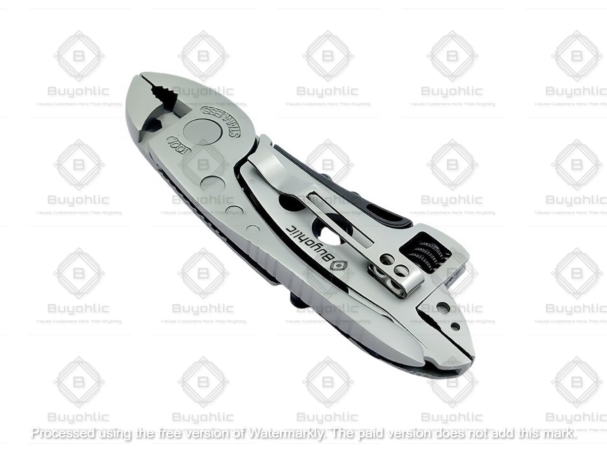 Buyohlic compact folding multitool pliers with belt clip