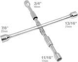 Buyohlic Universal Folding Lug Wrench, 4-Way Cross Wrench 14 Inch