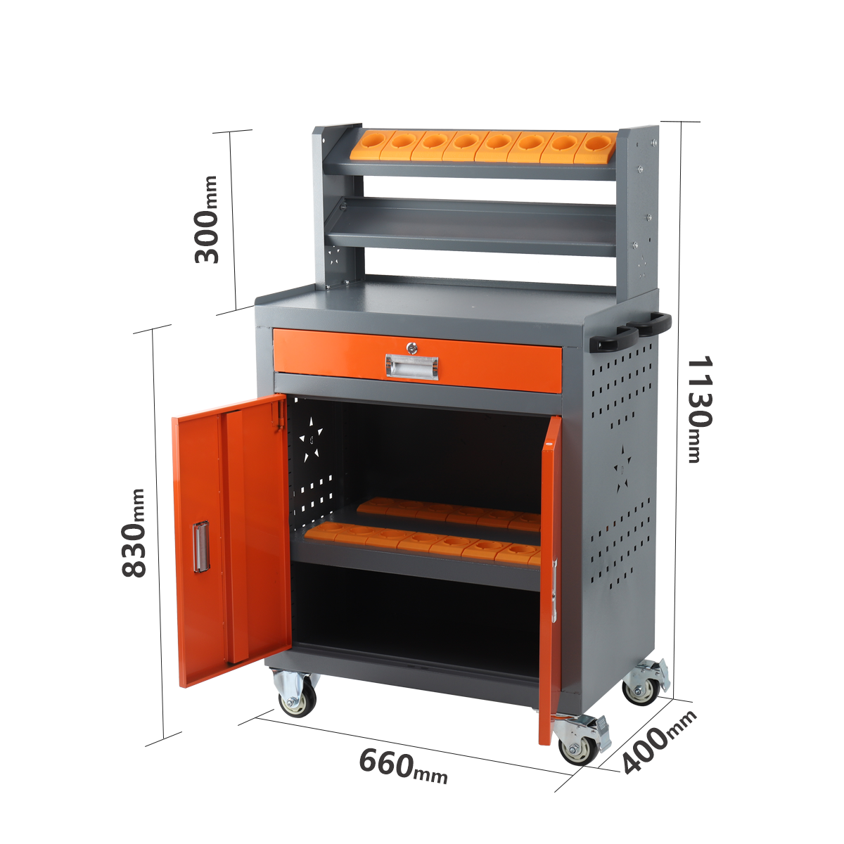 Orange and grey tool cart