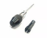 Mini pin chuck adapter with knurled collar and extra collet insert