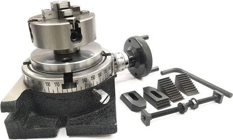 4"/ 100 mm Regular Rotary Table With Small Chucks and back Plate