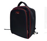 Black backpack with red accents 
