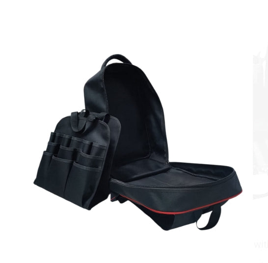 Black backpack with a front pocket 