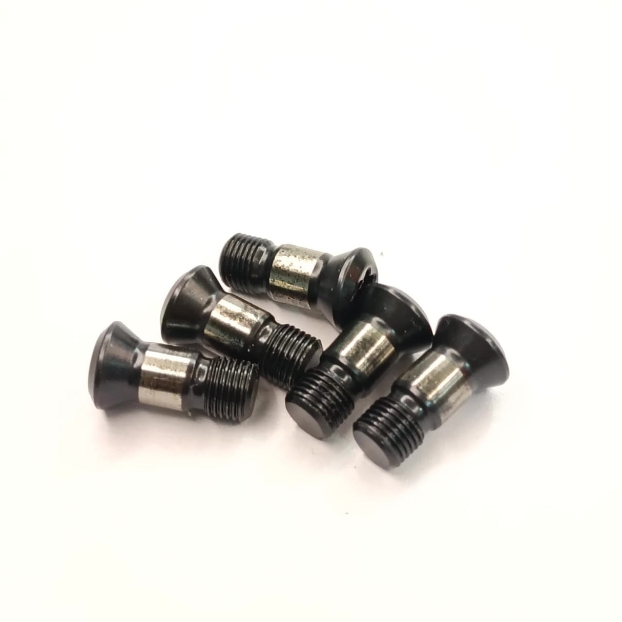 Five black carbide insert screws