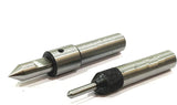 Pair of spring-loaded tap guide tools knurled and smooth body set angled view