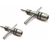 Two metal hand tap wrenches