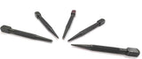 Set of 5 square head center punches arranged in a fan shape