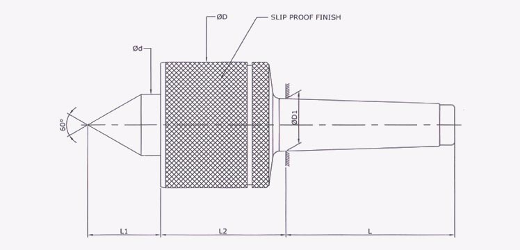 Pipe center technical dimension drawing
