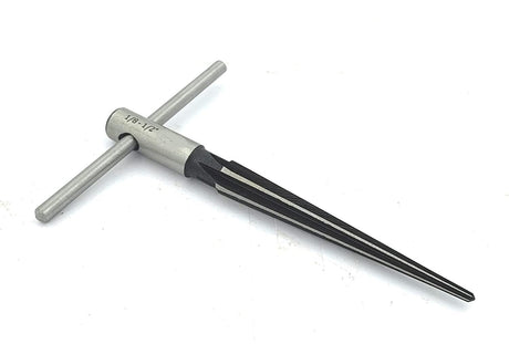 Hand taper reamer tool sized 1/8 to 1/2 inch with removable T-handle
