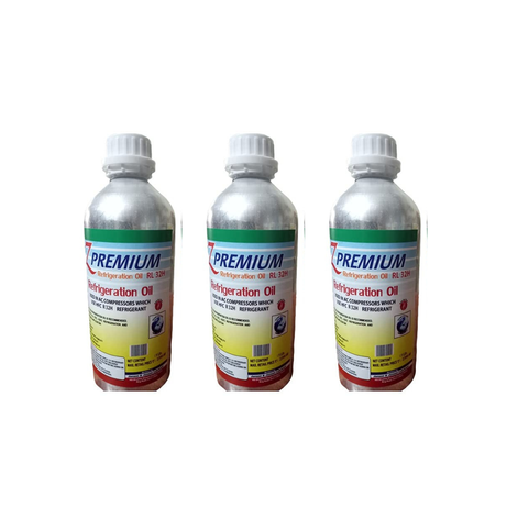 Three bottles of premium refrigeration oil