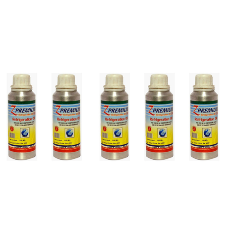 Five bottles of Z Premium refrigeration oil 