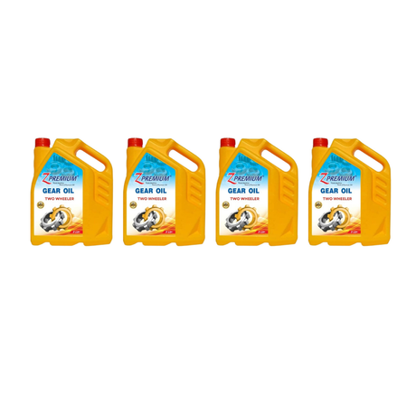 Four yellow containers of gear oil 